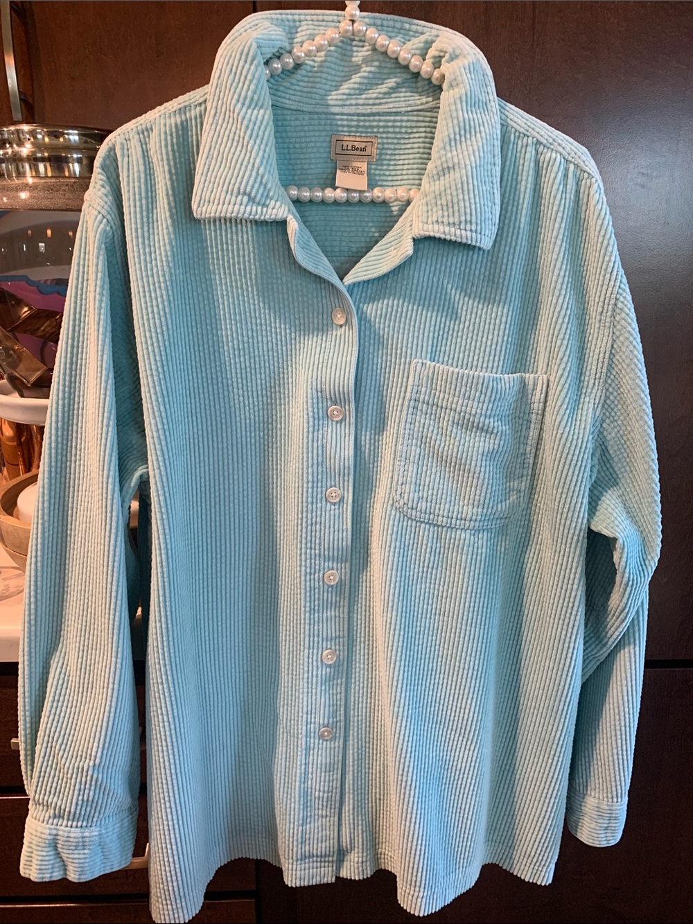 L.L. Bean Aqua Wide Wale Corduroy 100% Cotton🍁Shirt/Shacket Size XL
